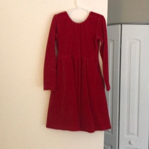 Red velour long sleeve dress